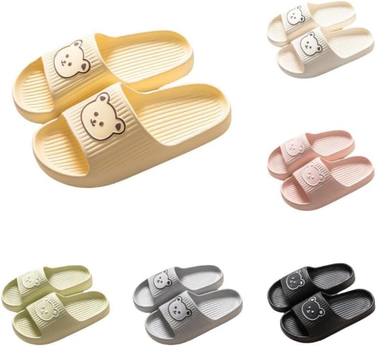

Милые тапочки с медведем для женщин, летние, мягкие, на платформе, нескользящие, для дома и улицы, кавайные подарки для женщин и мужчин Albiva, желтый