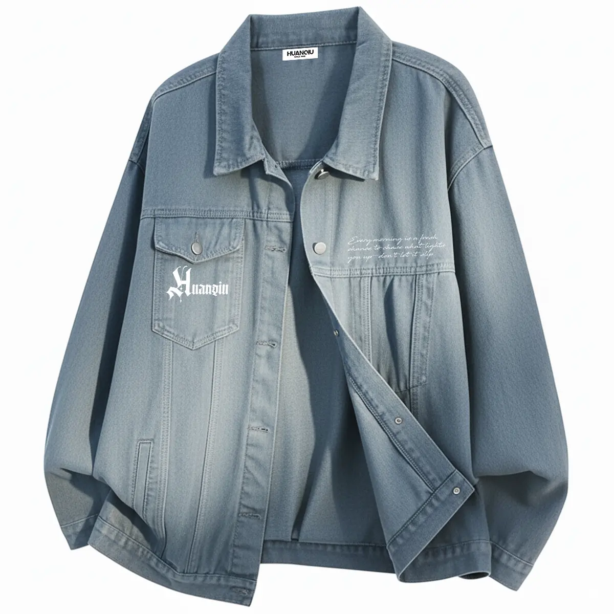 

Джинсовые куртки унисекс с лацканами, умеренного прямого кроя HUANQIU, синий