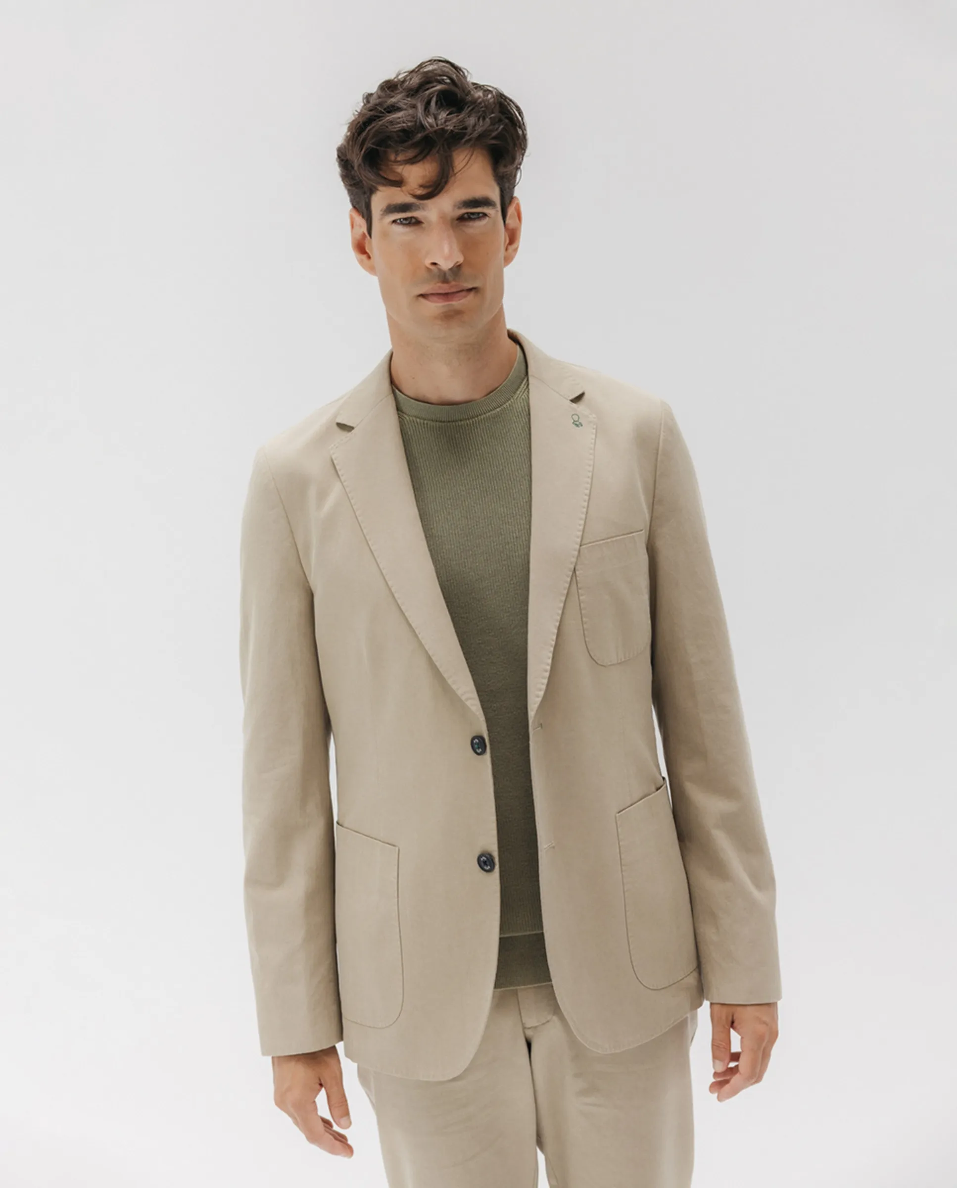 

Мужской хлопковый пиджак с тремя карманами El Pulpo, песочный