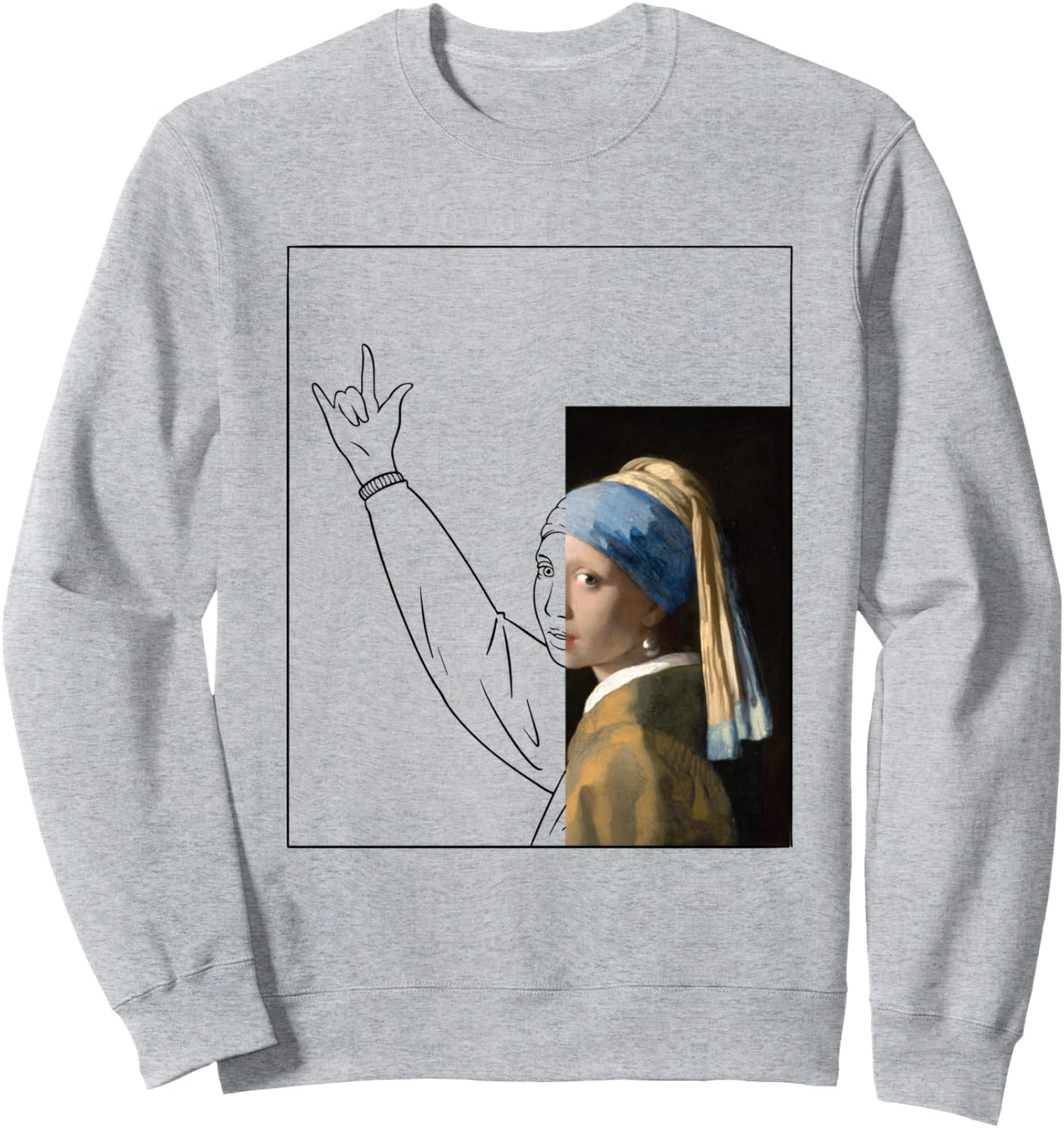 

Толстовка с изображением девушки Вермеера с жемчужной серьгой, выполненная в стиле классического искусства и истории искусства Classic Art Gifts, серый