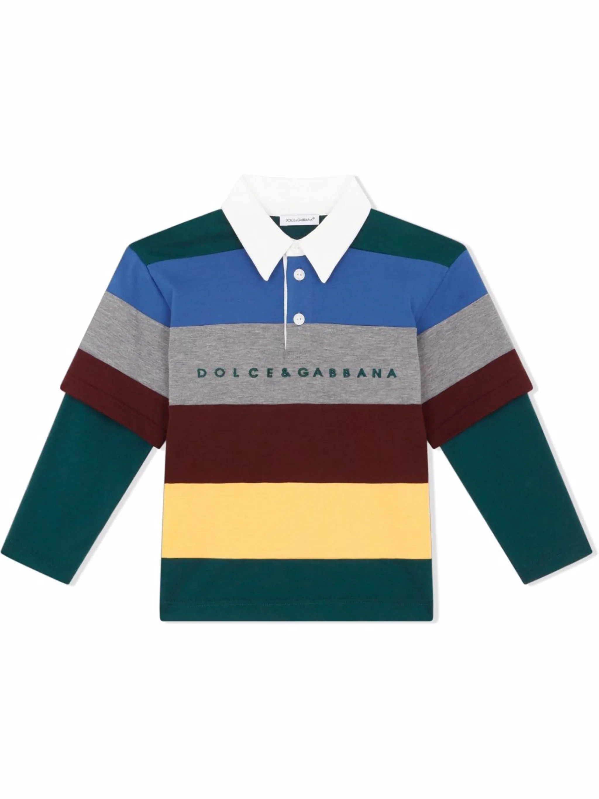 

Многослойная рубашка поло в стиле колор-блок Dolce & Gabbana Kids, синий