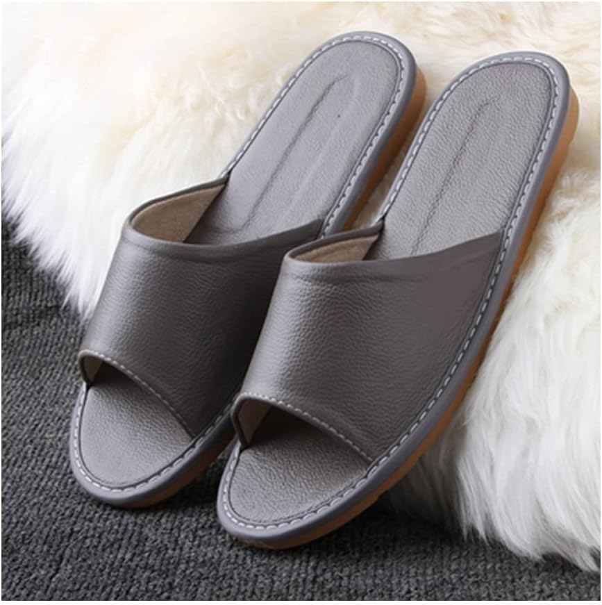 

Мужские и женские сандалии GHYUB из натуральной кожи с открытым носком, летние тапочки, кожаные сандалии для дома, повседневная обувь для спальни, офисные тапочки, подарок для мужчин и женщин, серый