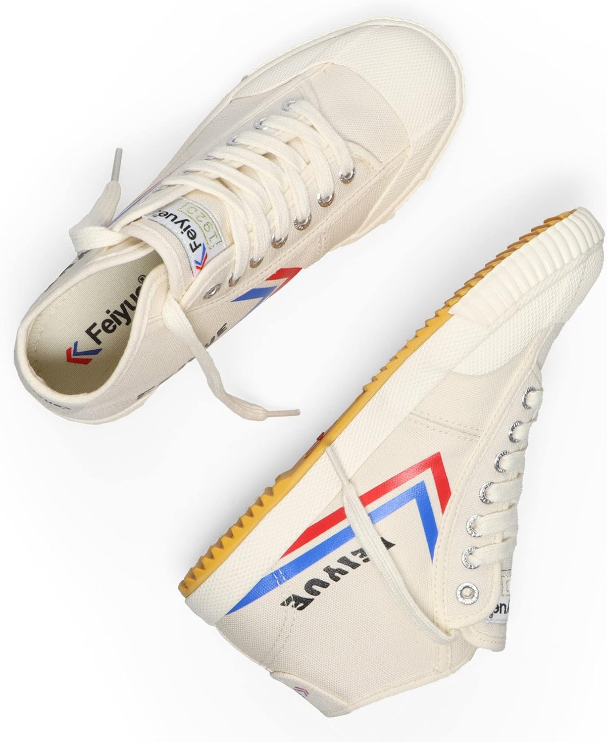 Кроссовки FEIYUE Fe Mid 1920 из парусины для занятий боевыми искусствами, унисекс, средней высоты. Отличные кроссовки для боевых искусств, паркура, силовых тренировок и повседневной носки, слоновая кость — фото 3