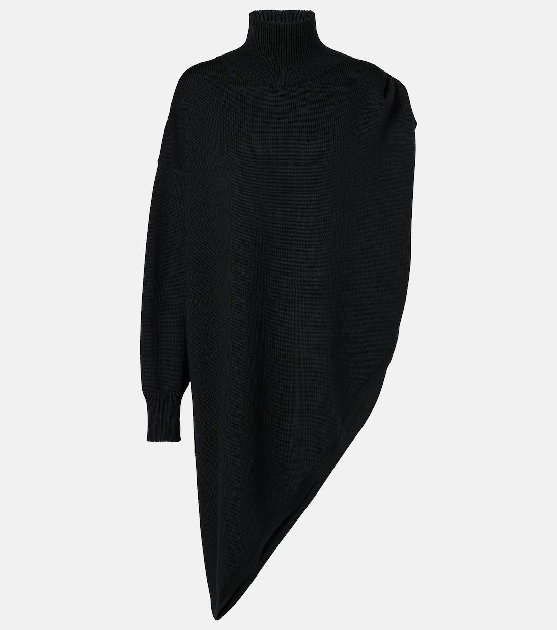

Асимметричный свитер с накидкой и воротником-стойкой Alaïa, Noir Alaia
