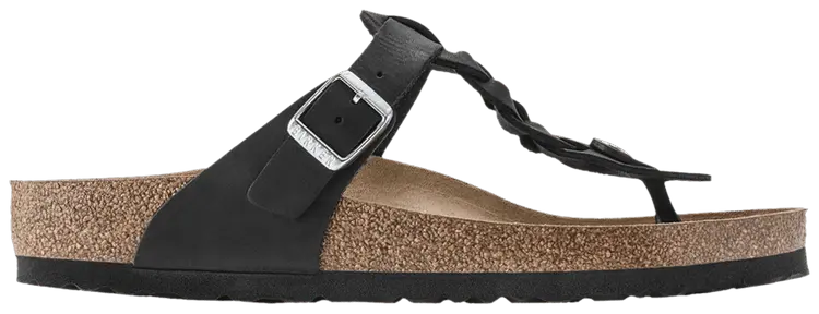 Кроссовки Birkenstock Wmns Gizeh Braided Oiled Leather 'Black', черный