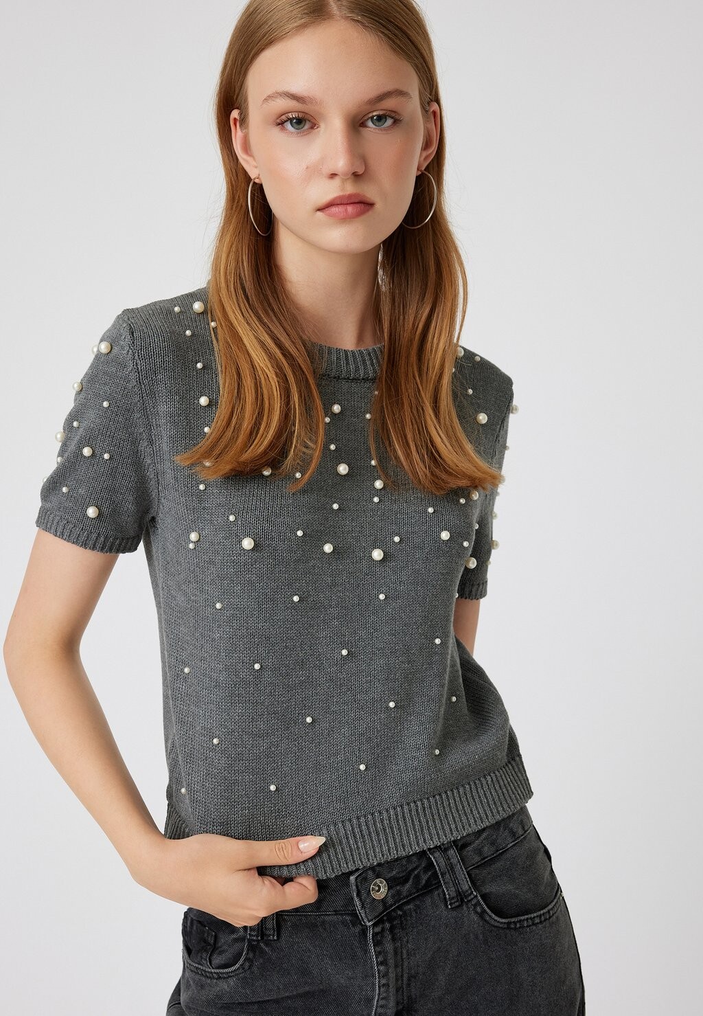 

Футболка с принтом SHORT SLEEVE Koton, серый