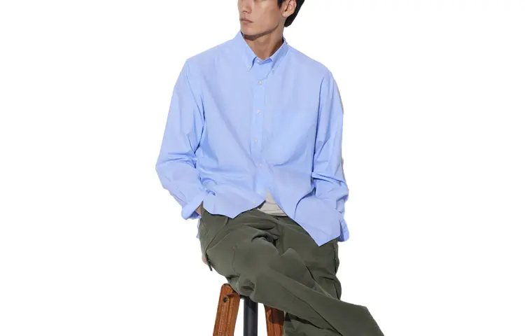

Рубашка унисекс Lake Blue Uniqlo, цвет Lake Blue