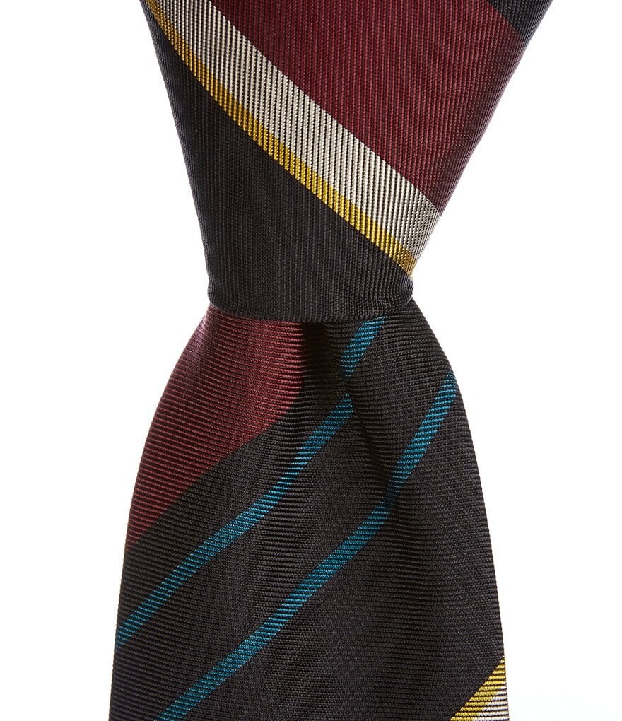 

Пол Смит Полосатый 3,14 Тканый шелковый галстук Paul Smith, черный
