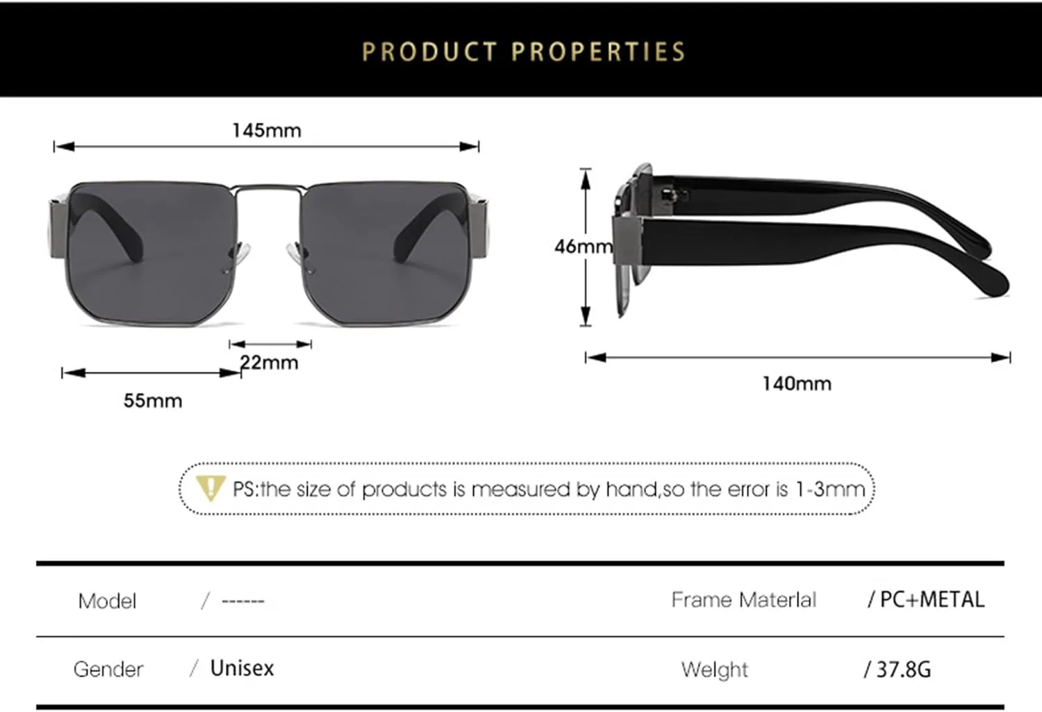 

Солнцезащитные очки GAOXIN в крупной оправе в стиле ретро с металлическим покрытием для мужчин и женщин, для отдыха на природе (Цвет: F, Размер: Средний), F
