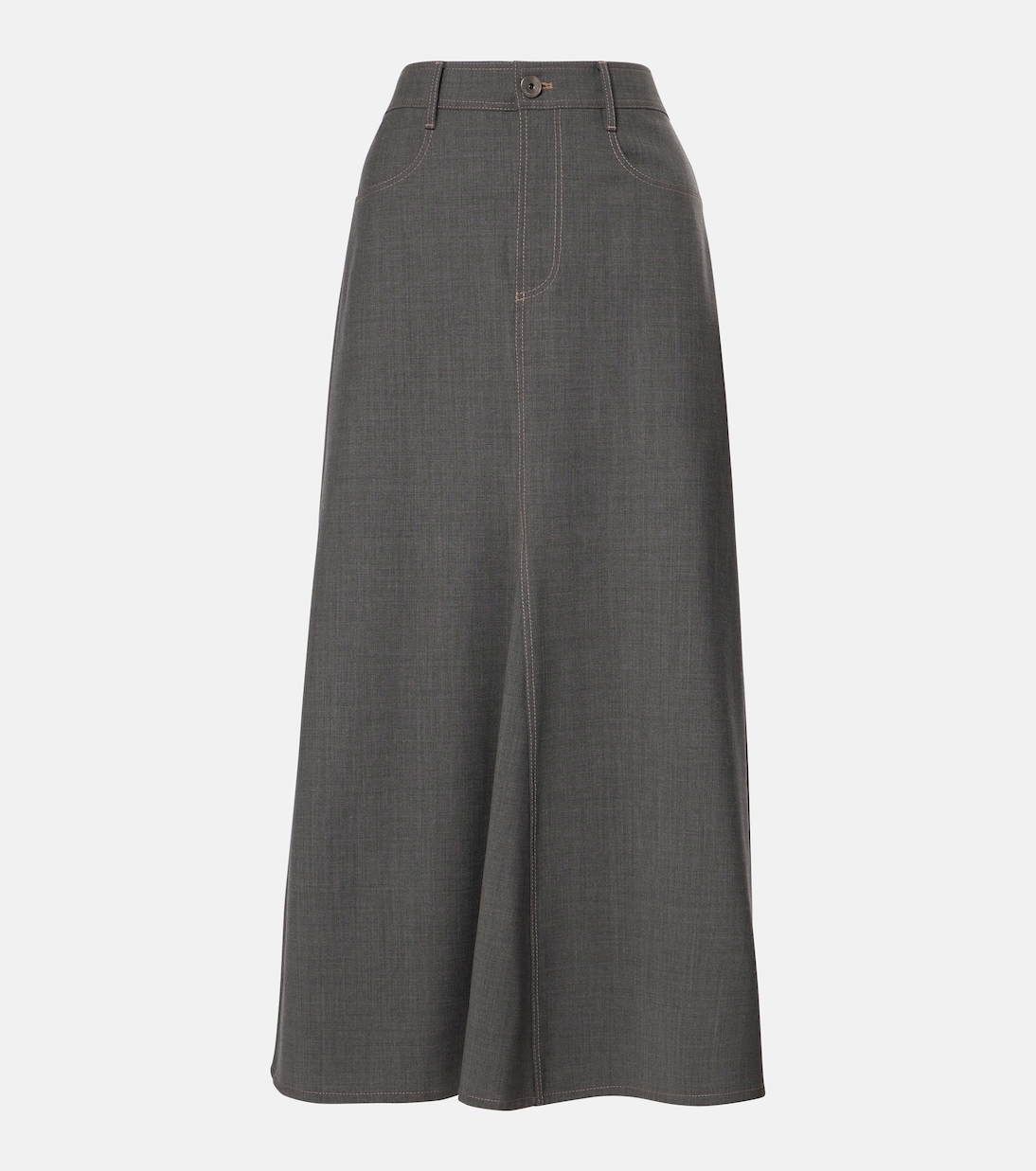 

Юбка миди из смесовой шерсти Brunello Cucinelli, Dark Grey