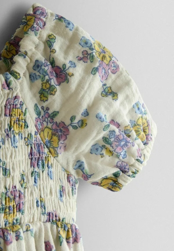 Детский комбинезон из марли с присборенным лифом, прямого кроя Jojo Maman Bébé, Cream Floral — фото 3