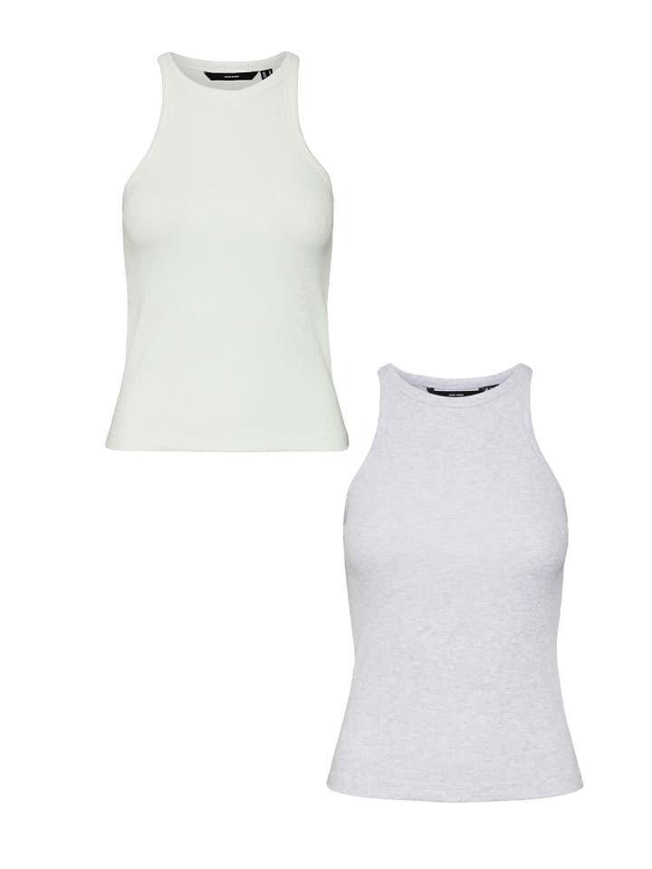 

Топ Vero Moda Shirt 2er Set enges Tank Rundhals ohne Ärmel, цвет grau-weiß
