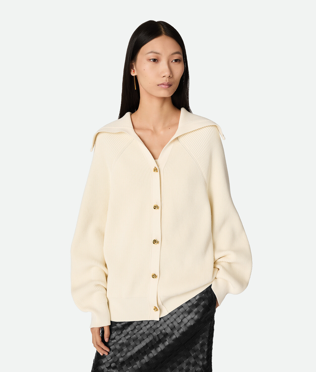 

Cotton rib cardigan BOTTEGA VENETA, мел