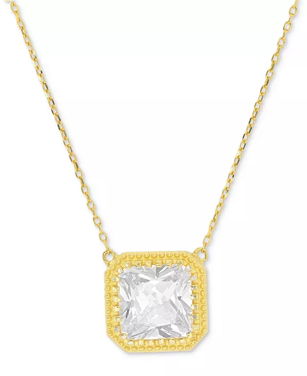 

Ожерелье с подвеской-подушкой из кубического циркония, 18 дюймов + удлинитель 2 дюйма (также из нано-морганита) Macy'S, yellow