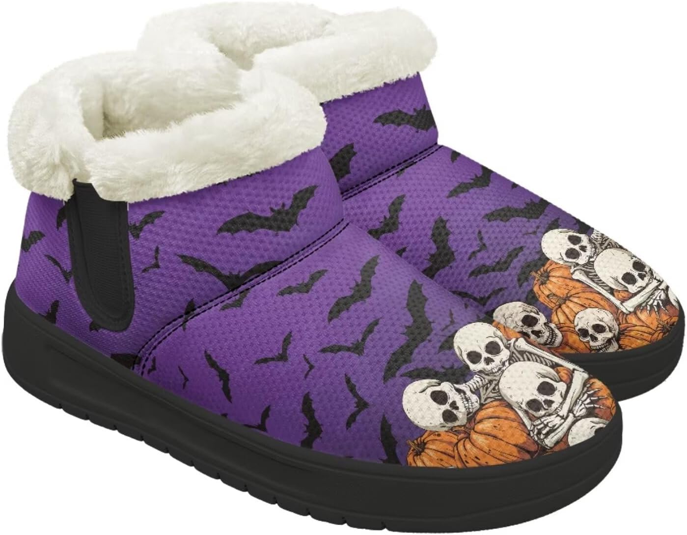 

Зимние утепленные ботинки Forchrinse для женщин и мужчин, комфортные полусапожки с антискользящей подошвой для улицы, Halloween Skull Pumpkin Print