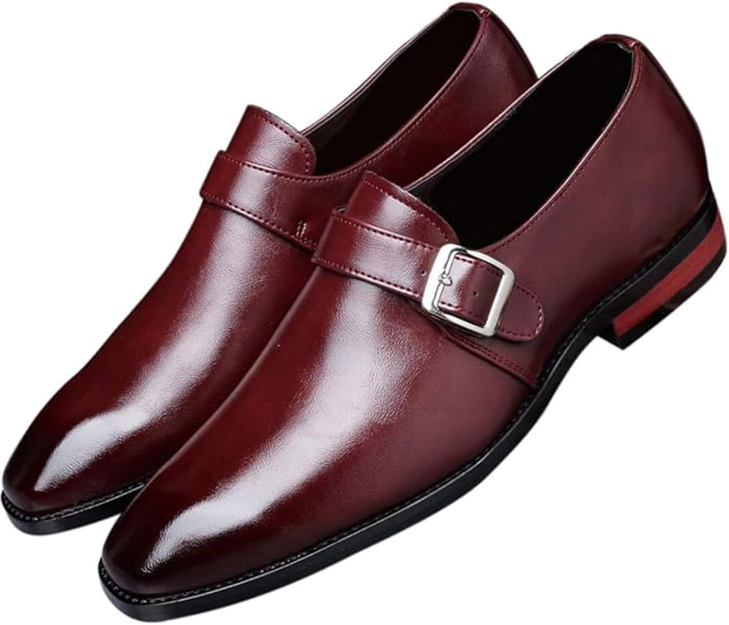 

Мужские туфли - слипоны из кожи с монк-ремнем, стильные классические винтажные лоферы Xinduoyu, красный