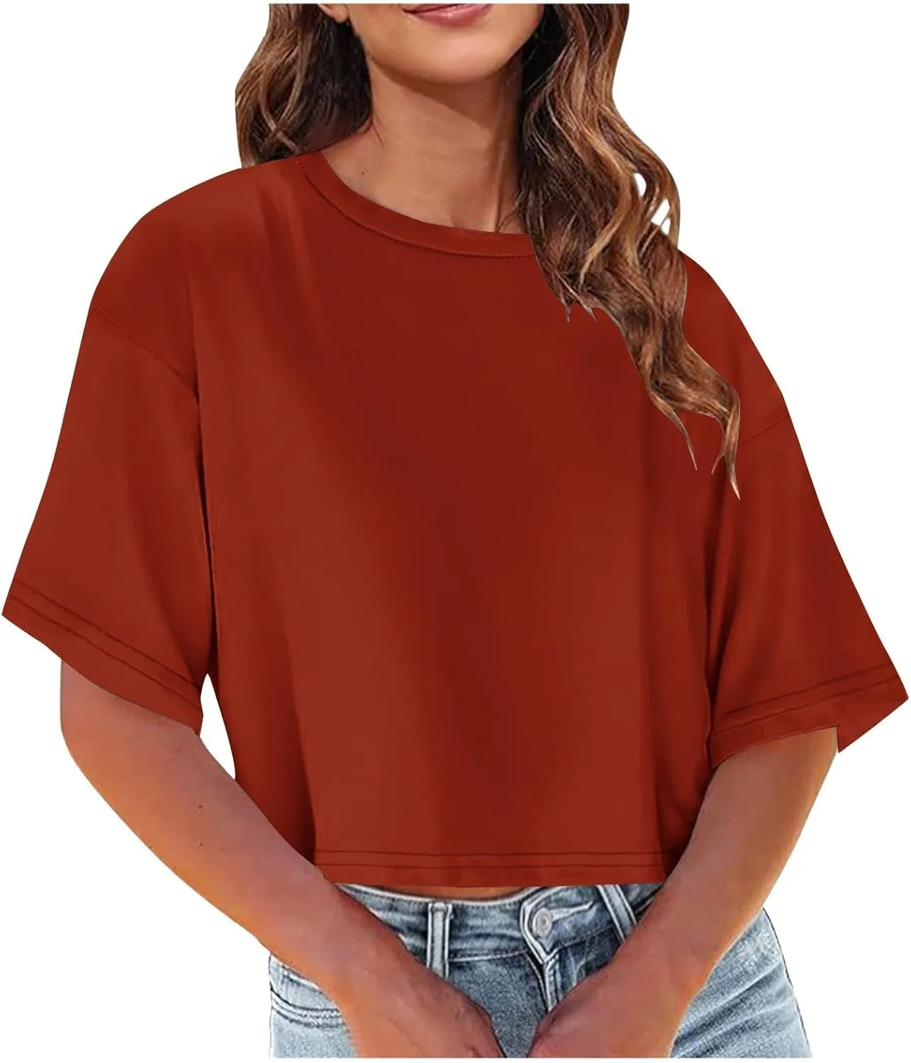 

Женская оверсайз футболка с коротким рукавом и дроп-шолдер OSFVNOXV