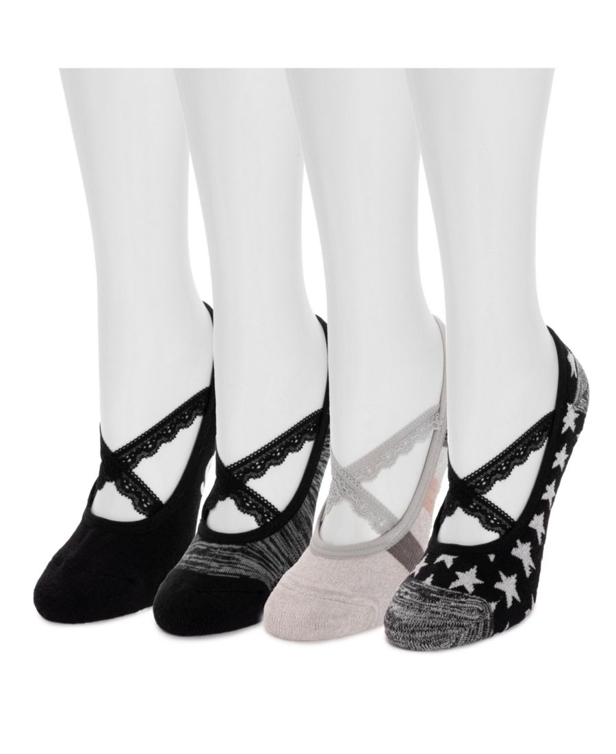 

Женские студийные носки - балетные с перекрестными лямками, 4 шт MUK LUKS, Black/grey pack