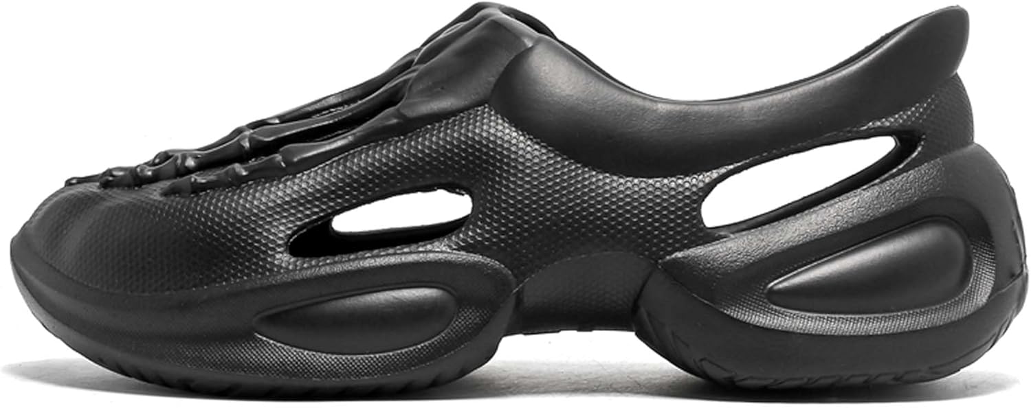 

Мужские и женские садовые сабо, материал EVA, модный дизайн с черепами на пальцах, пляжные сандалии, сандалии для дома и улицы, спортивные сандалии, обувь для садоводства, противоскользящие и износостойкие Vtiao, черный