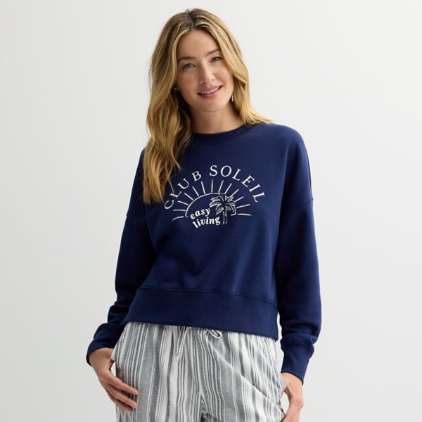 

Женская свободная толстовка с круглым вырезом и принтом Sonoma Goods For Life, цвет navy soleil graphic