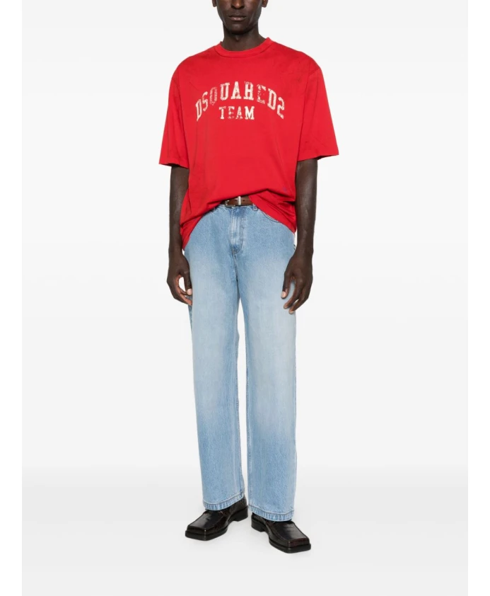 Красная хлопковая футболка, стильный крой. Dsquared2, красный — фото 2