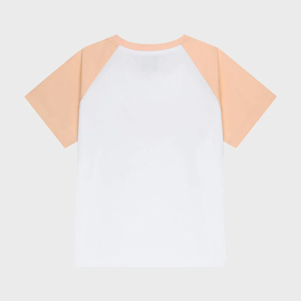 Детская футболка Kids Classic Logo Raglan оверсайз кораллово-розовая от Marithé Kids — фото 3