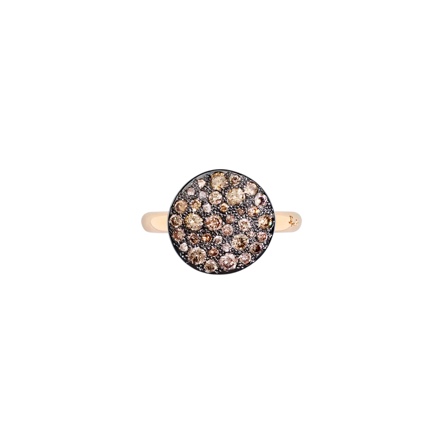 

Кольцо из розового золота с покрытием из черненого розового золота и коричневыми бриллиантами. POMELLATO