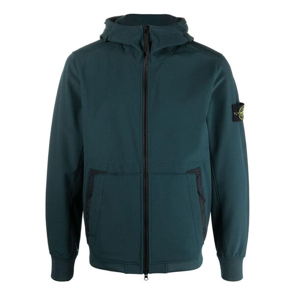 

Куртка wappen patch softshell hoody zip-up jacket 'dark green' Stone Island, зеленый