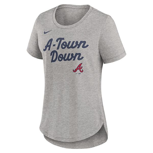 Женская трикотажная футболка heather gray atlanta braves script Nike — фото 3