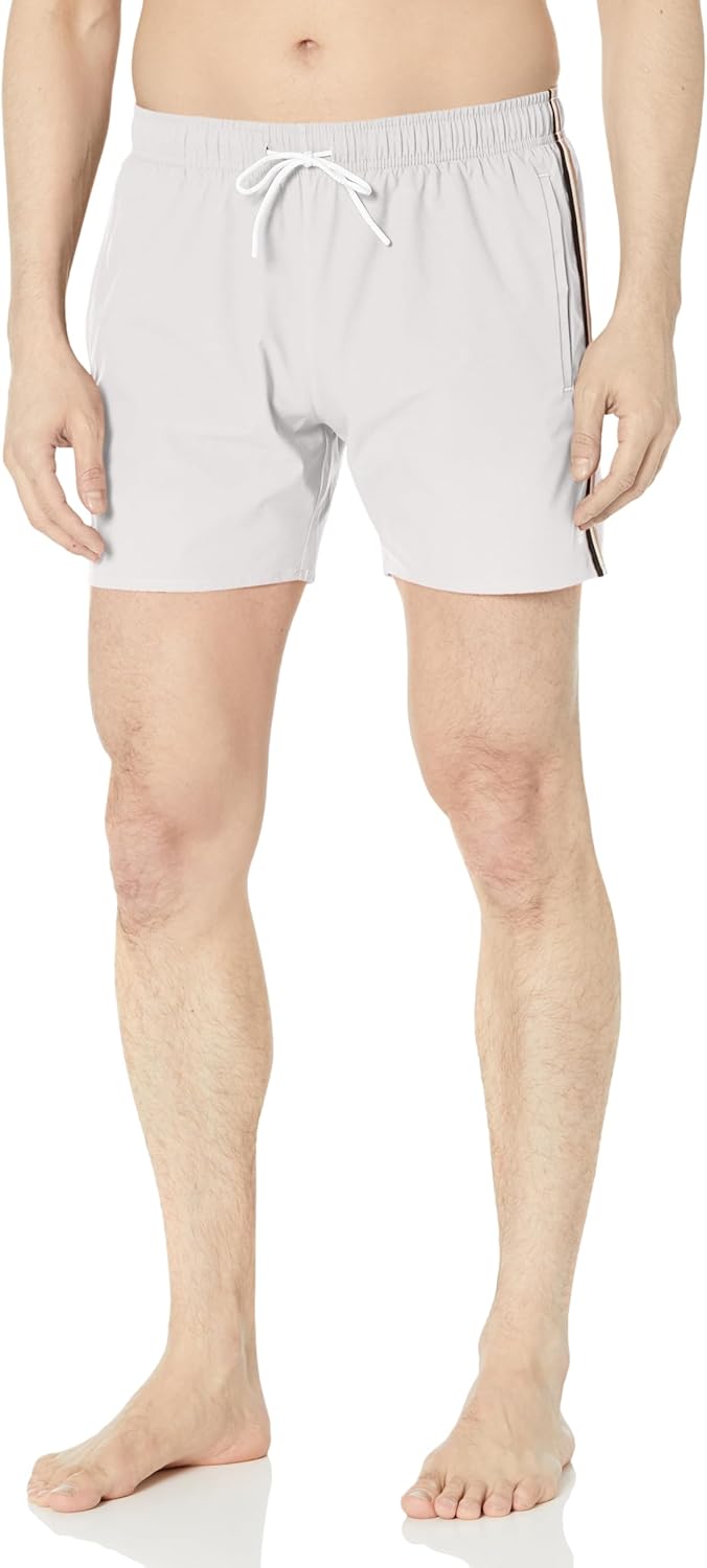 

Мужские однотонные плавки-шорты BOSS с культовыми полосками по бокам, Glacier Grey