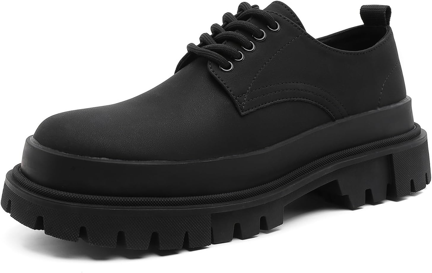 

Мужские кожаные туфли-оксфорды с круглым носком и платформой, классические, модные, удобные, на шнуровке, с массивным каблуком и противоскользящей подошвой, деловые туфли для офиса, свадьбы и работы Nxnbhsl, черный