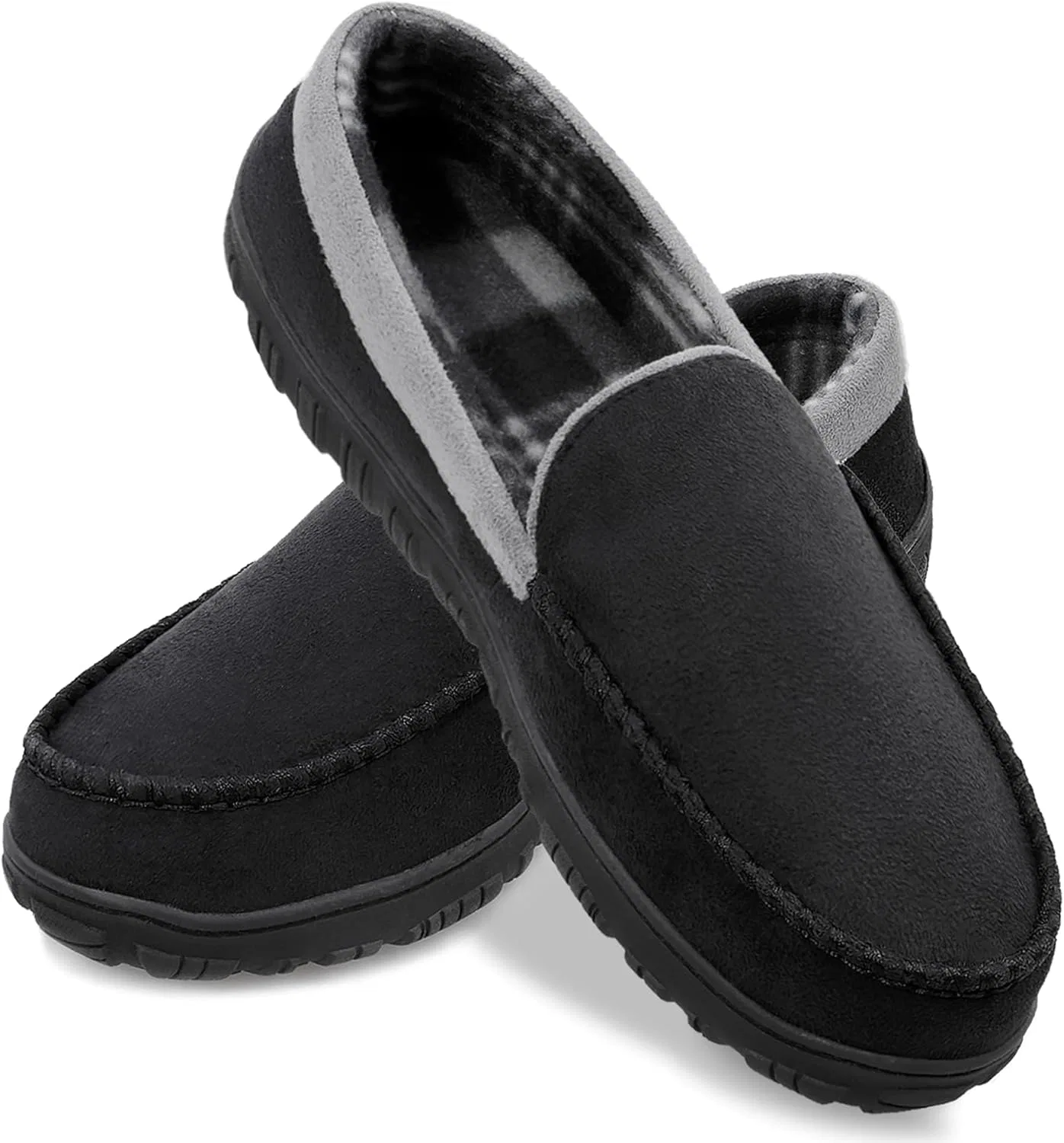 Мужские тапочки мокасины из микрофибры с пеной с эффектом памяти, Black Grey shoeslocker