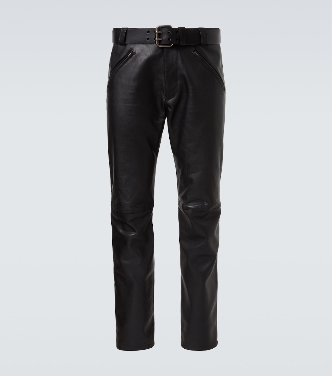 

Кожаные прямые брюки Saint Laurent, нуар