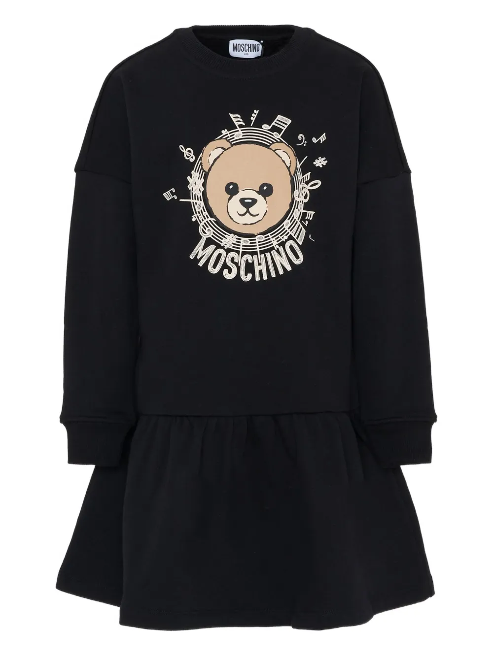 

Платье с длинными рукавами и принтом Moschino Kids, черный