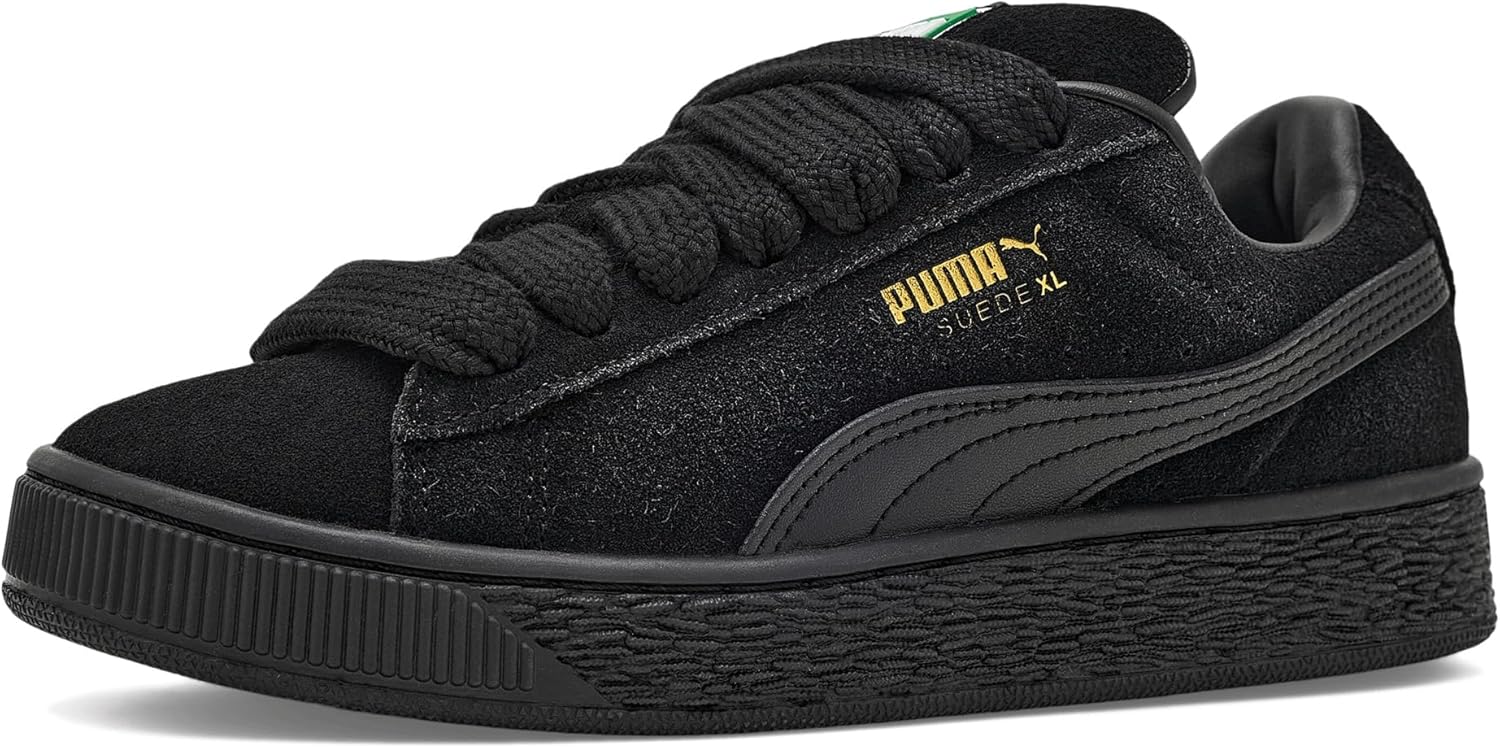 

Детские кроссовки Puma Unisex-Child Suede XL (для детей постарше), черный/золотой