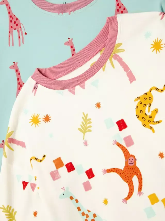 Детские короткие пижамы с жирафом, комплект из 2 штук, разноцветные John Lewis — фото 3