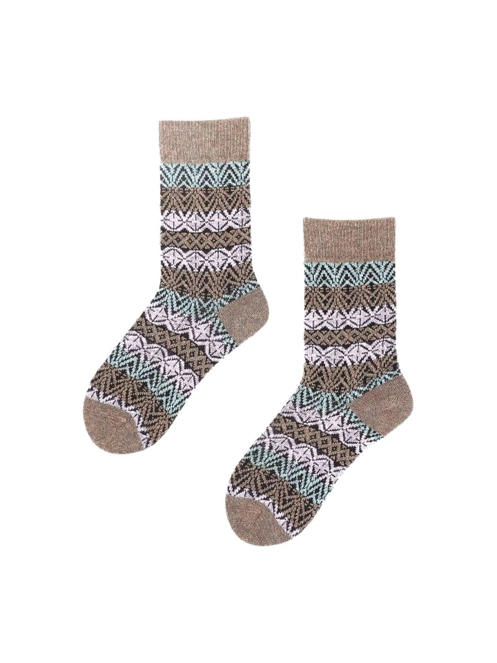 

Носки с космическим скандинавским узором в космическом коричневом цвете Hudson