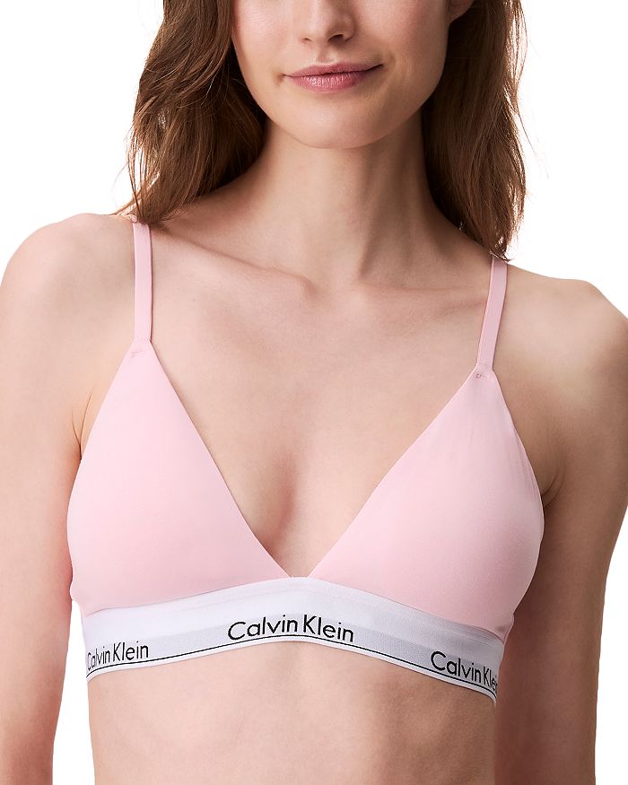

Современный хлопковый треугольный бралетт с легкой подкладкой Calvin Klein, розовый