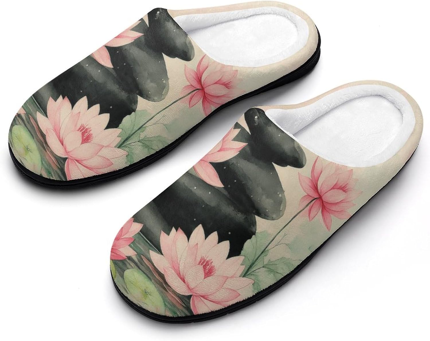 

Домашние тапочки KKdskkds Majestic Two Elephants at The Sunset из хлопка, нескользящие, уютные, теплые, дышащие, Lotus Pond Rock Zen Spirit