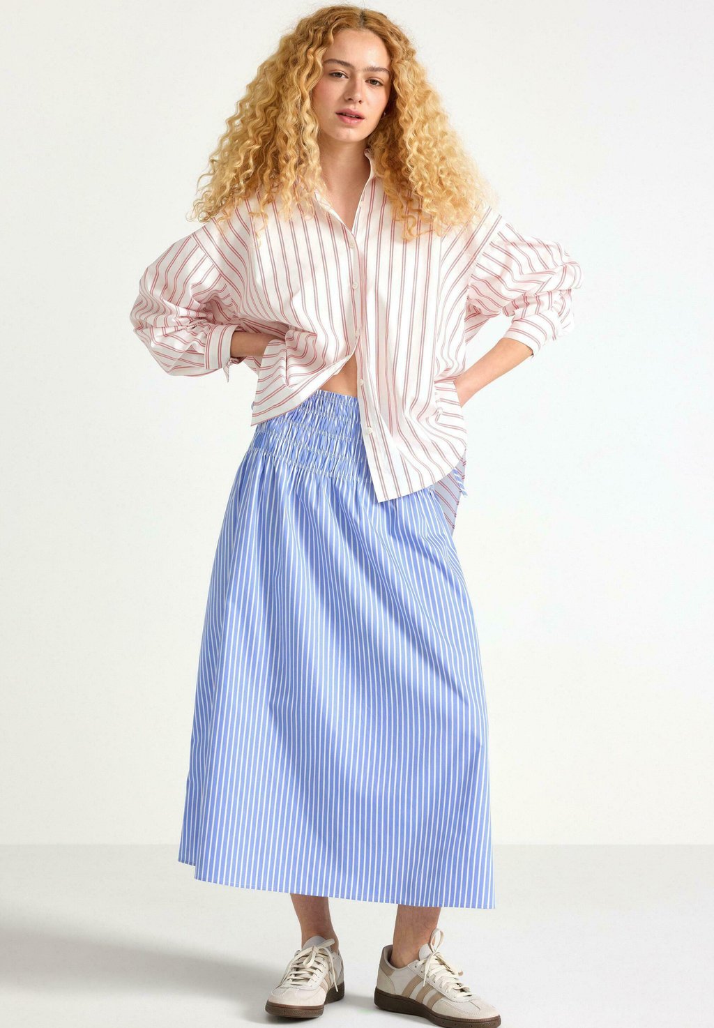 

Юбка-колокол STRIPED MIDI Lindex, синий