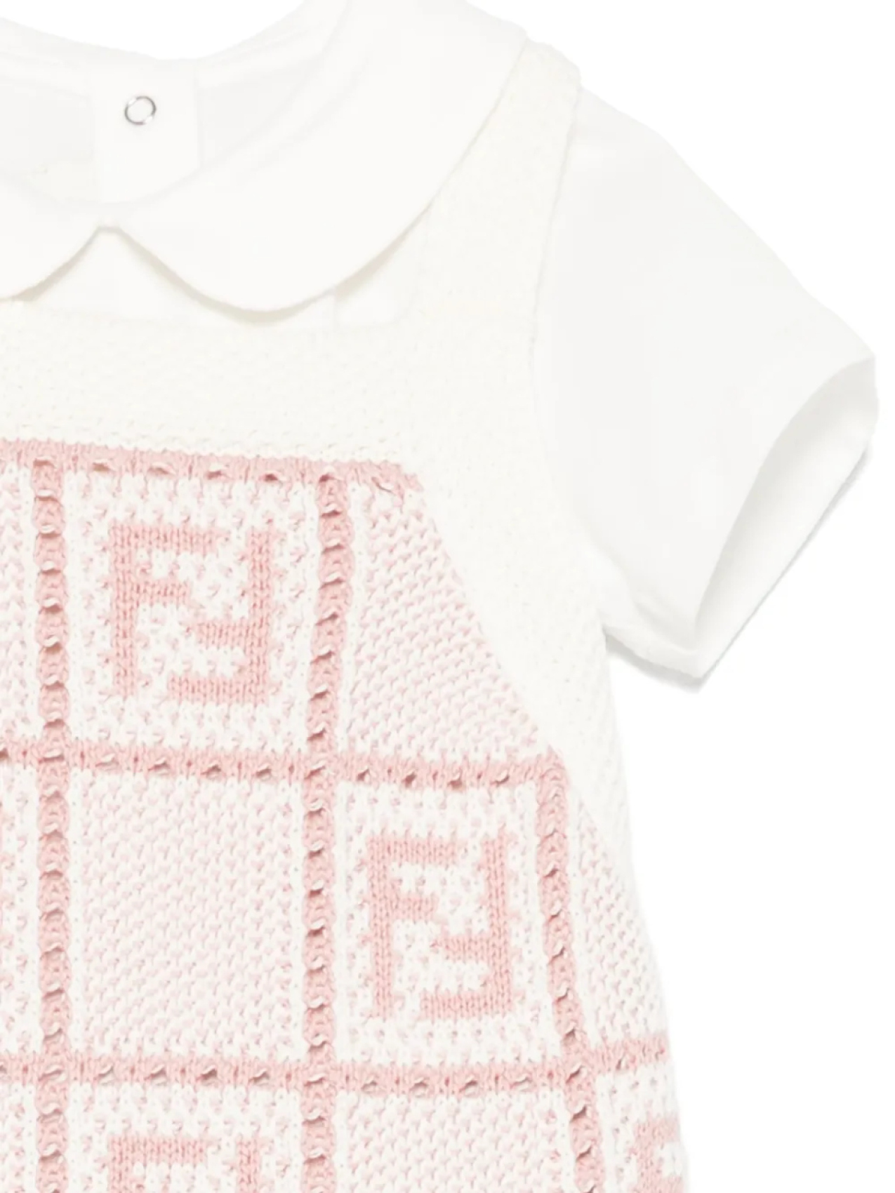 Комплект из двух коротких комбинезонов с логотипом FF Fendi Kids, белый — фото 3