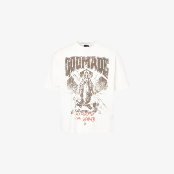 

Футболка из хлопка с графическим принтом Abode of the saints Godmade, белый