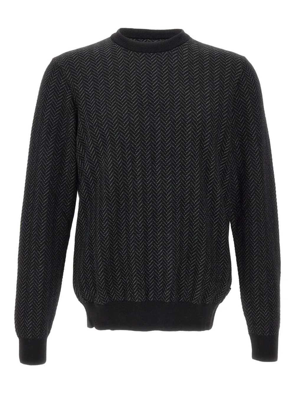 

Свитер с круглым вырезом и елочным узором BOSS, черный