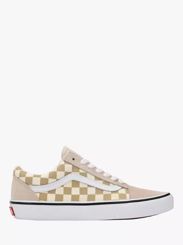 Детские кроссовки Old Skool на шнуровке, расцветка Checker Oatmeal Vans