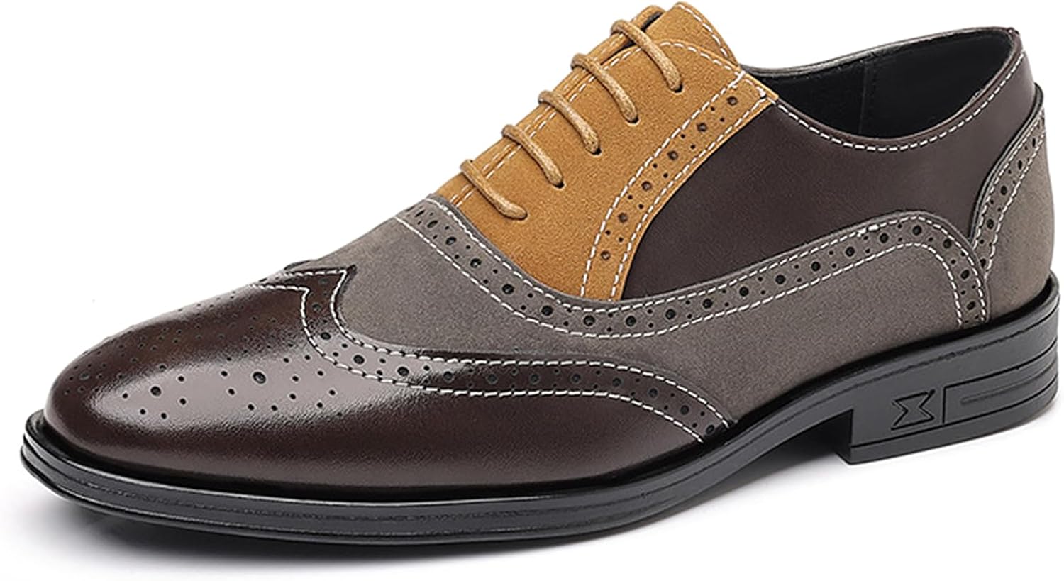 

Мужские перфорированные оксфорды с крыльями на шнуровке, модные разноцветные кожаные скуфовые туфли на массивном каблуке, деловые оксфорды, низкие формальные дерби Ghibhna