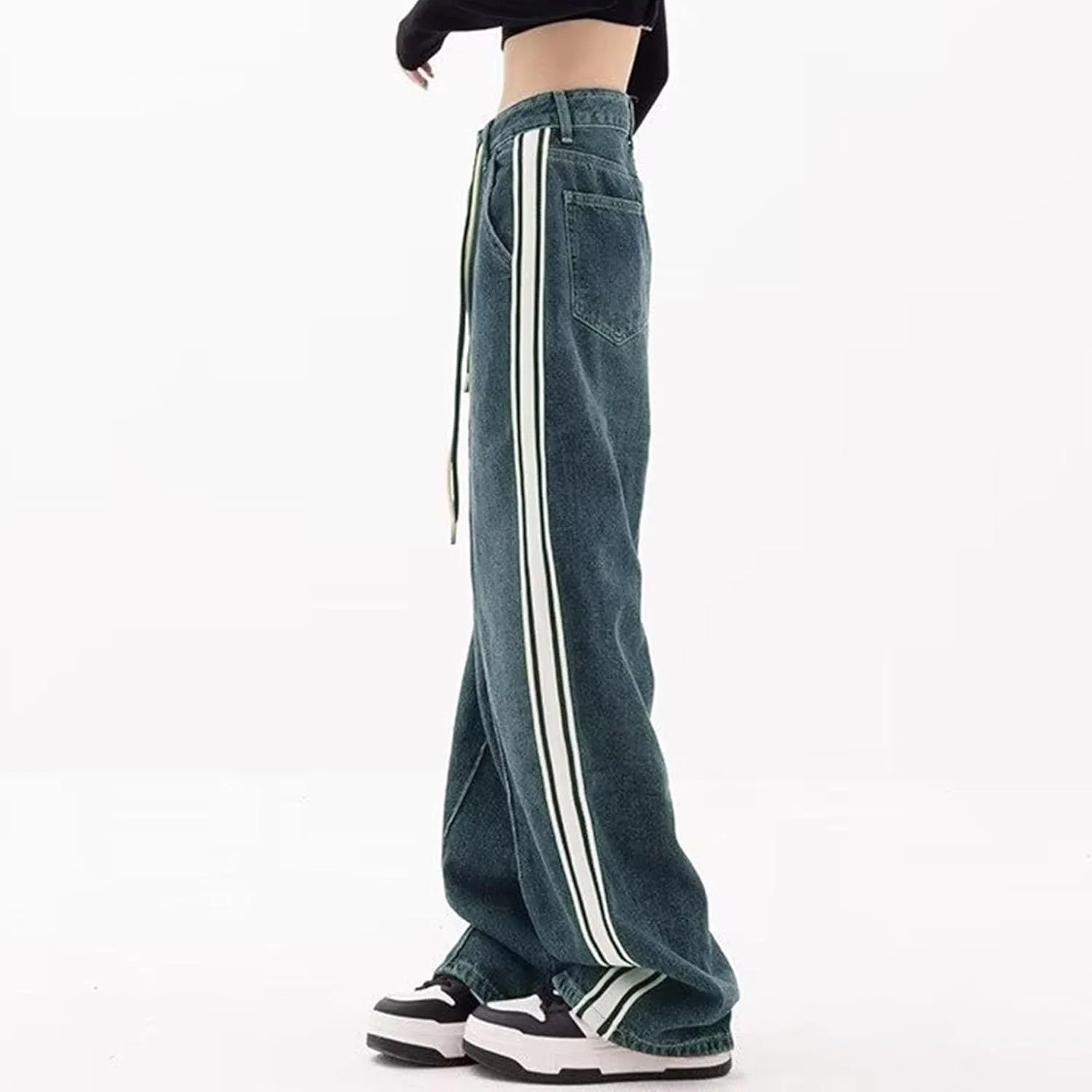 Женские джинсы Wide Leg Casual High Waisted с карманами — фото 4
