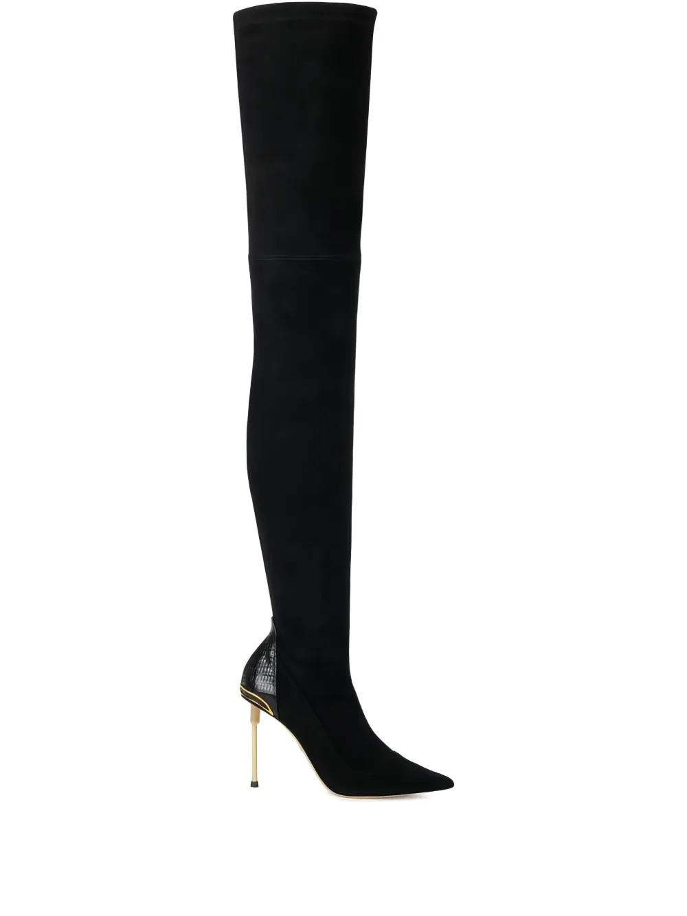Кожаные ботинки с зауженным носком Elisabetta Franchi, черный