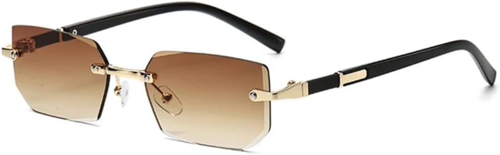 

Солнцезащитные очки с защитой от УФ-излучения UV400 | Без оправы, металлический панк, разноцветные линзы | Для женщин и мужчин, для занятий спортом на открытом воздухе и вождения DSVIGF, Gold-brown