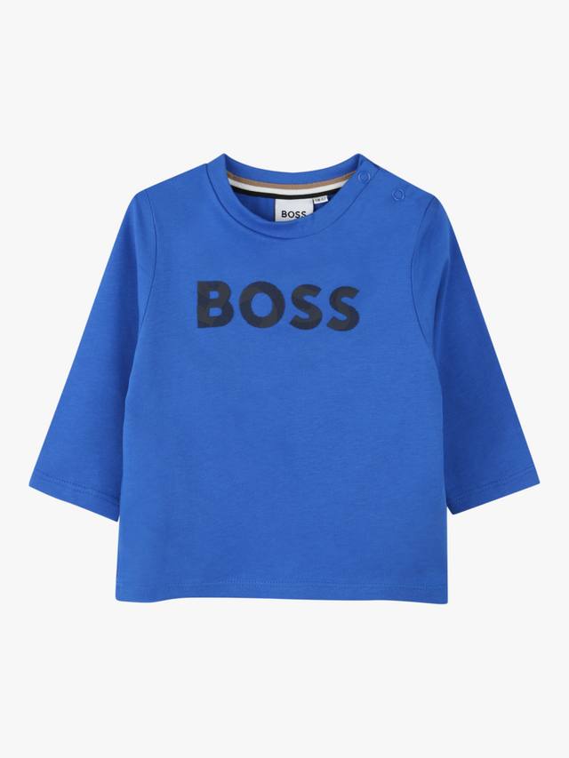 

Детский хлопчатобумажный топ с длинным рукавом HUGO BOSS, цвет Bright Cobalt