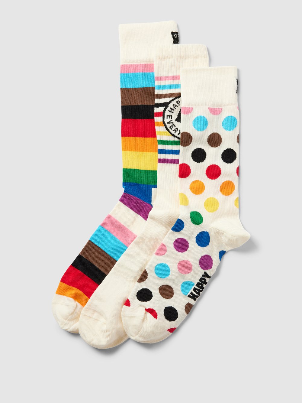 

Носки с узором по всей поверхности, модель «Pride», в упаковке 3 шт Happy Socks, кремовый